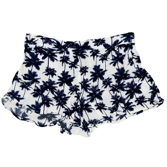 Forever 21 White and Blue Palm Tree Tropical Shorts Lightweight elastic waist M - Picture 9 of 9